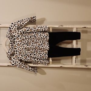 Rachel Zoe Cheetah Print Long Sleeve Top with Black Leggings 18 Months